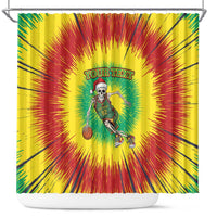 Lithuania Christmas Tie Dye Shower Curtain Skeleton Basketball Slam Dunk - Wonder Print Shop