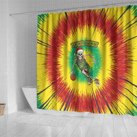 Lithuania Christmas Tie Dye Shower Curtain Skeleton Basketball Slam Dunk - Wonder Print Shop