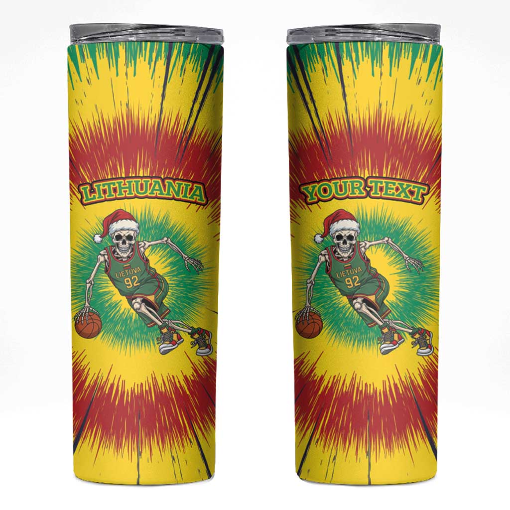 Lithuania Christmas Tie Dye Skinny Tumbler Skeleton Basketball Slam Dunk - Wonder Print Shop