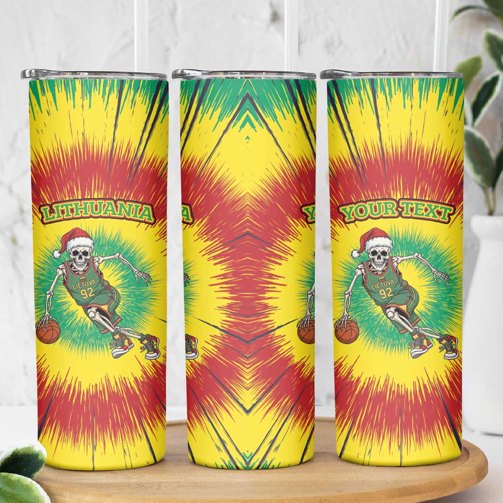 Lithuania Christmas Tie Dye Skinny Tumbler Skeleton Basketball Slam Dunk - Wonder Print Shop