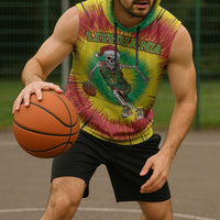 Personalized Lithuania Christmas Tie Dye Sleeveless Hoodie Skeleton Basketball Slam Dunk LT19