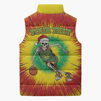 Personalized Lithuania Christmas Tie Dye Sleeveless Puffer Jacket Skeleton Basketball Slam Dunk LT19