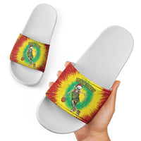 Lithuania Christmas Tie Dye Slide Sandals Skeleton Basketball Slam Dunk - Wonder Print Shop