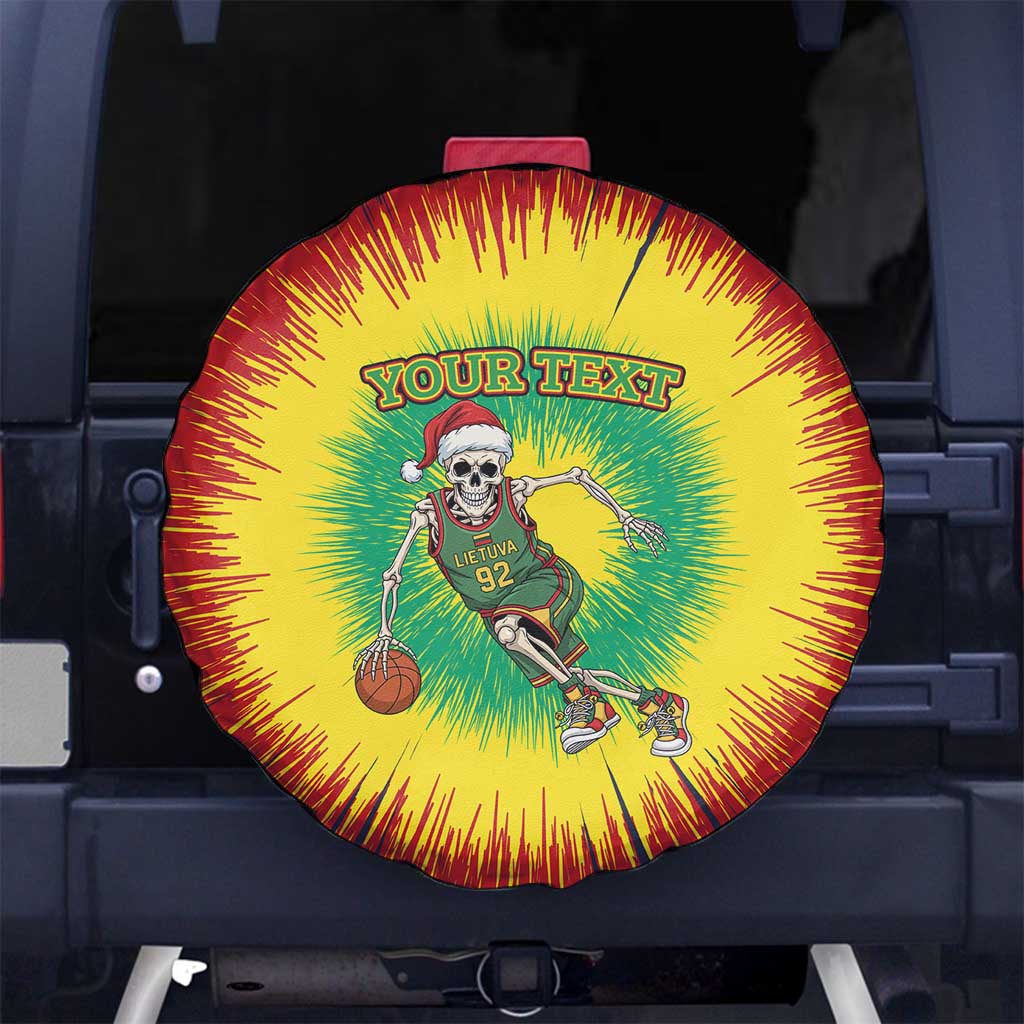 Lithuania Christmas Tie Dye Spare Tire Cover Skeleton Basketball Slam Dunk - Wonder Print Shop