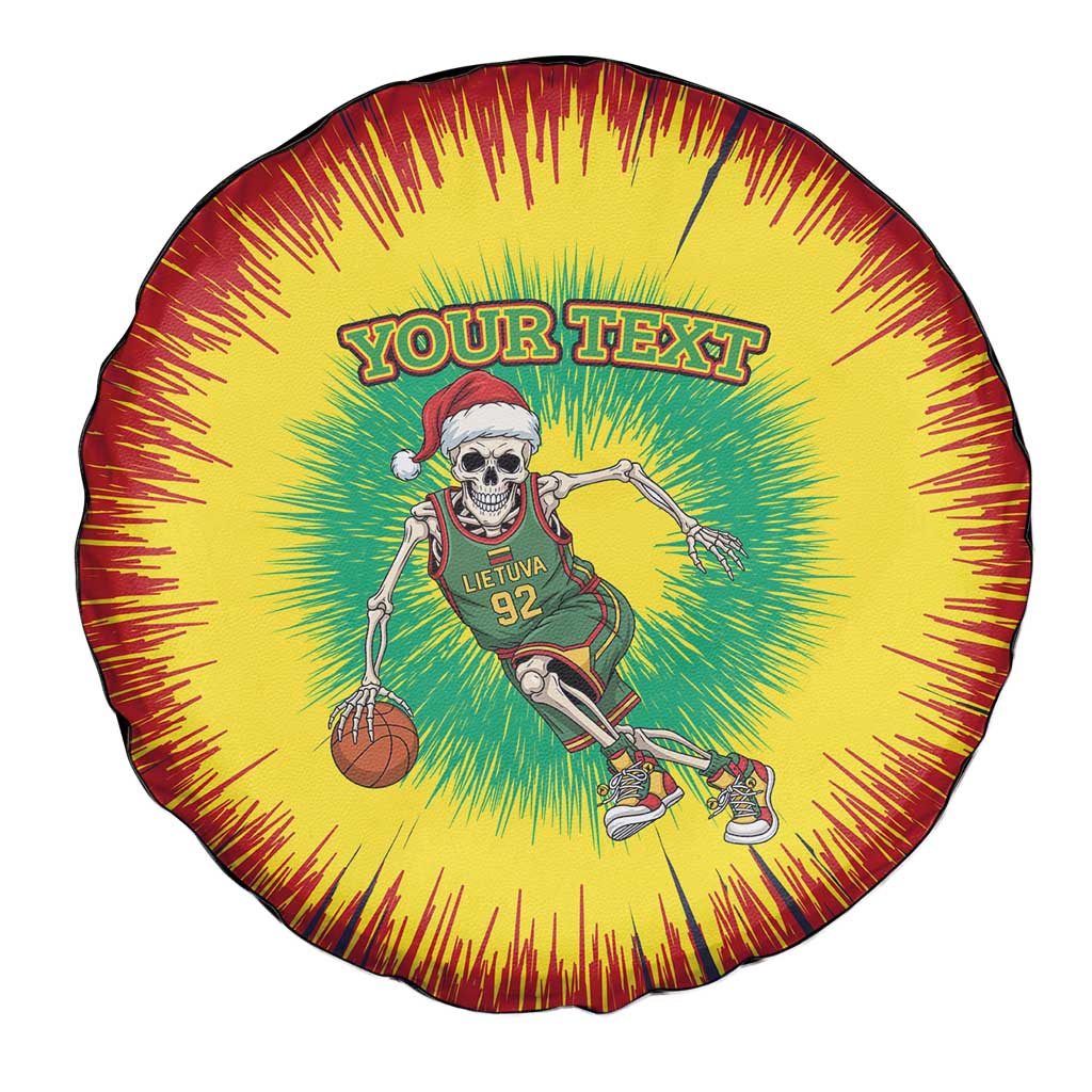 Lithuania Christmas Tie Dye Spare Tire Cover Skeleton Basketball Slam Dunk - Wonder Print Shop