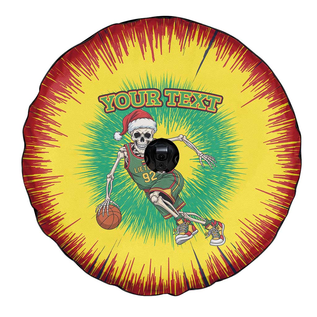 Lithuania Christmas Tie Dye Spare Tire Cover Skeleton Basketball Slam Dunk - Wonder Print Shop