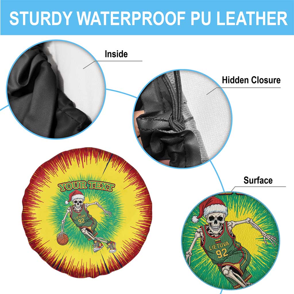 Lithuania Christmas Tie Dye Spare Tire Cover Skeleton Basketball Slam Dunk - Wonder Print Shop
