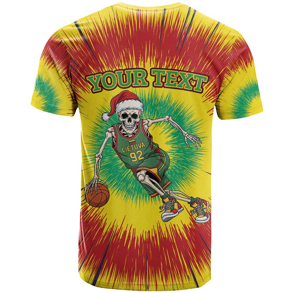 Personalized Lithuania Christmas Tie Dye T Shirt Skeleton Basketball Slam Dunk LT19