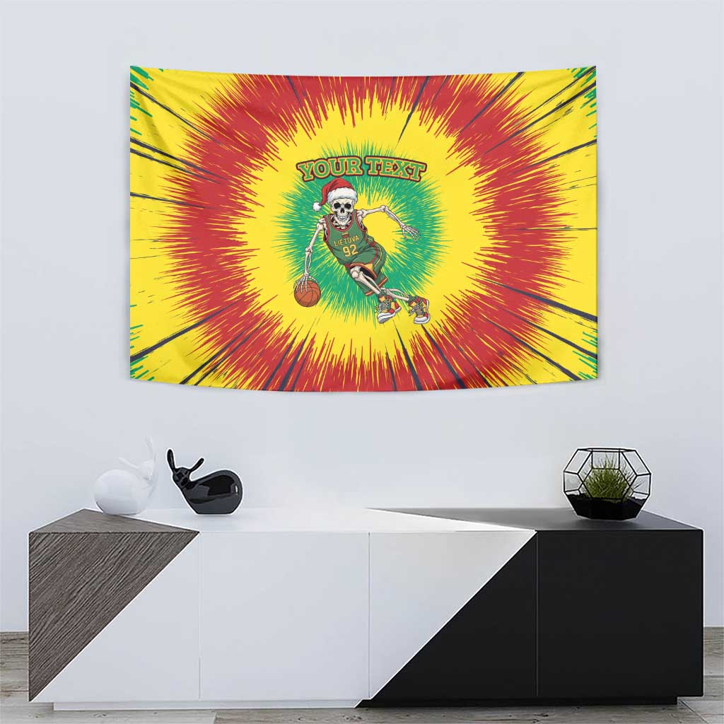 Lithuania Christmas Tie Dye Tapestry Skeleton Basketball Slam Dunk - Wonder Print Shop