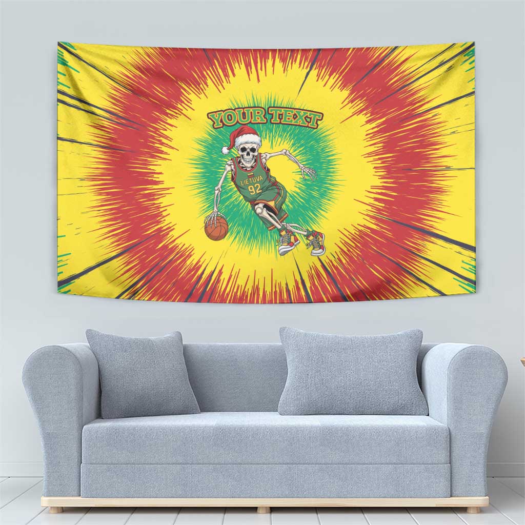 Lithuania Christmas Tie Dye Tapestry Skeleton Basketball Slam Dunk - Wonder Print Shop