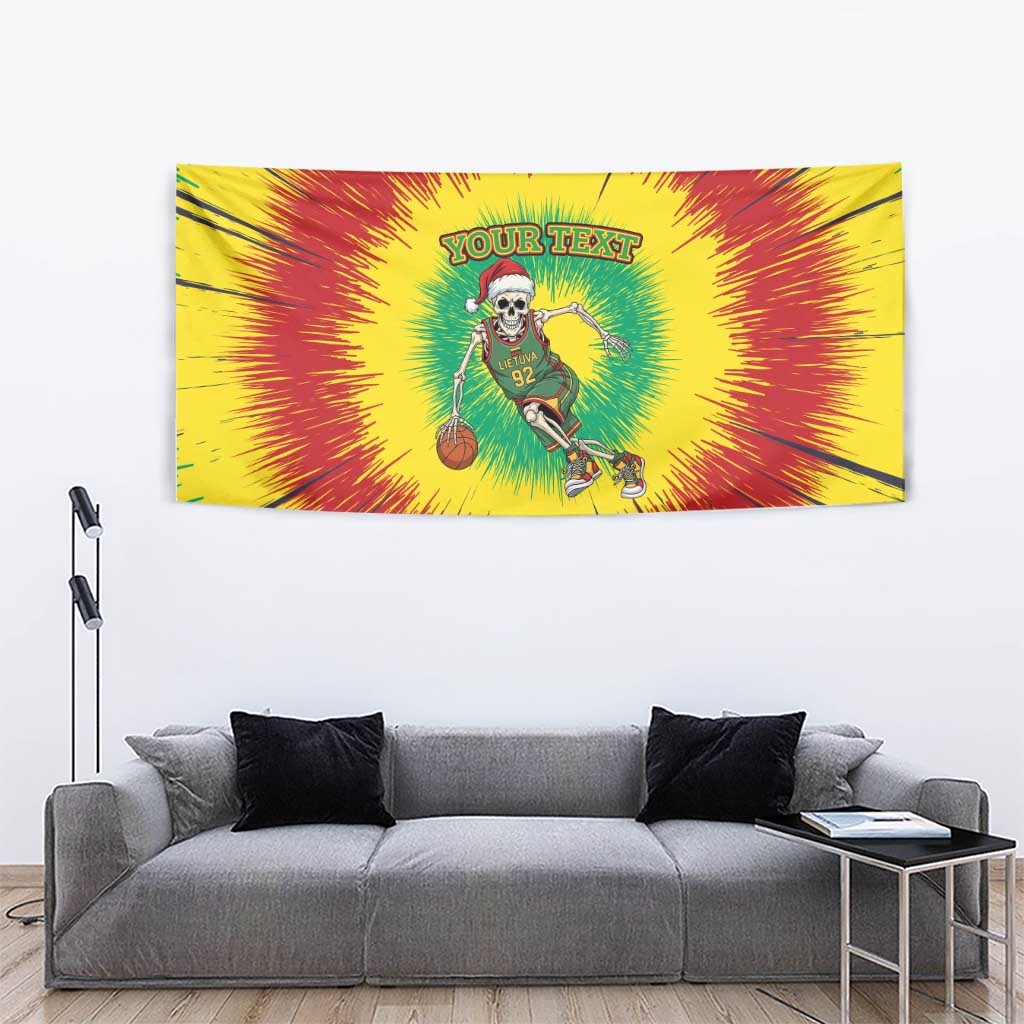Lithuania Christmas Tie Dye Tapestry Skeleton Basketball Slam Dunk - Wonder Print Shop