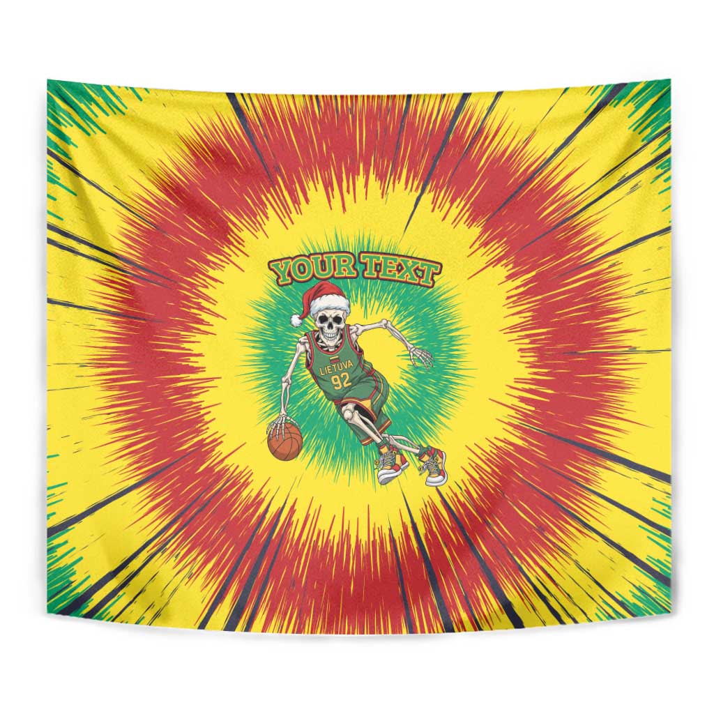 Lithuania Christmas Tie Dye Tapestry Skeleton Basketball Slam Dunk - Wonder Print Shop