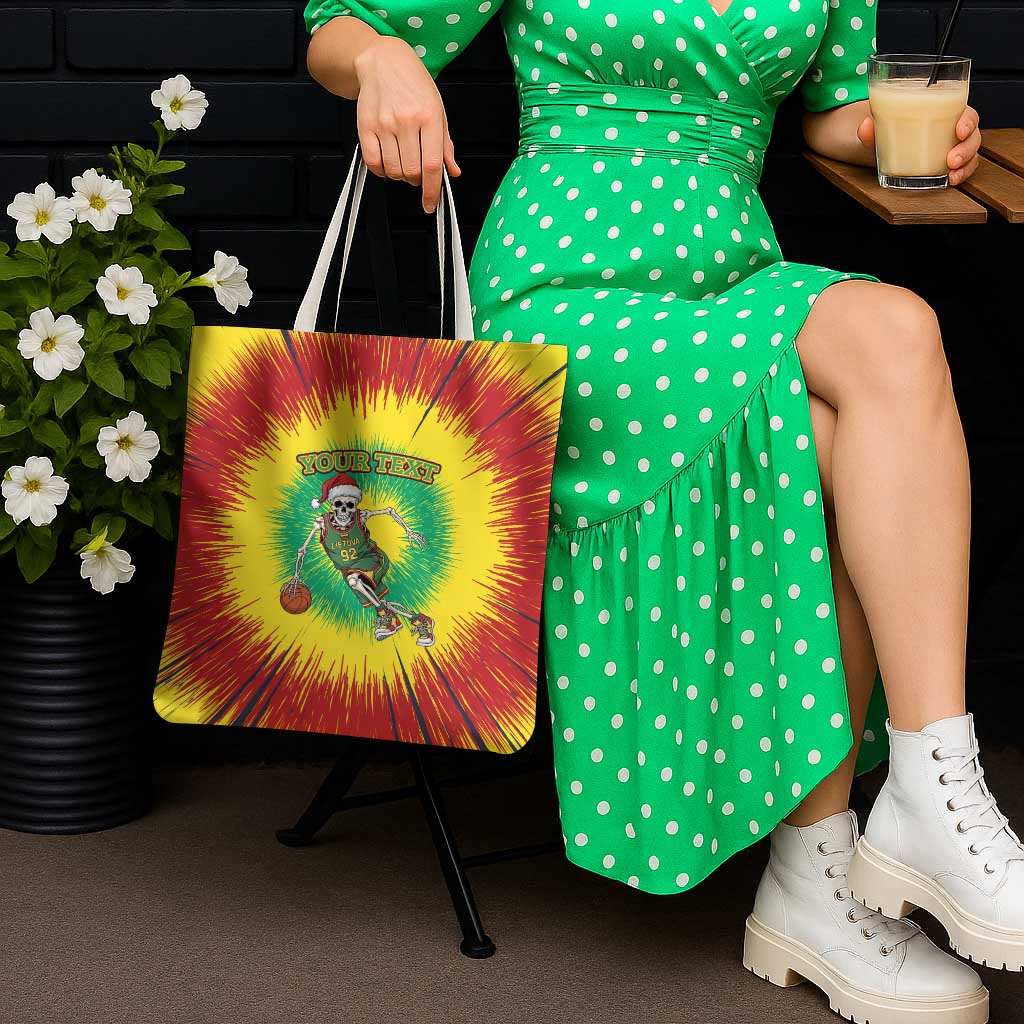 Lithuania Christmas Tie Dye Tote Bag Skeleton Basketball Slam Dunk - Wonder Print Shop