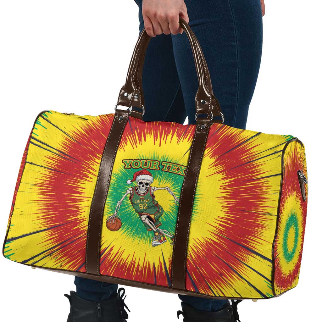 Lithuania Christmas Tie Dye Travel Bag Skeleton Basketball Slam Dunk - Wonder Print Shop