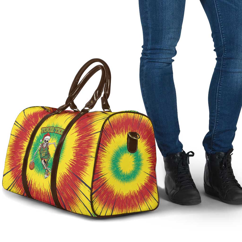 Lithuania Christmas Tie Dye Travel Bag Skeleton Basketball Slam Dunk - Wonder Print Shop