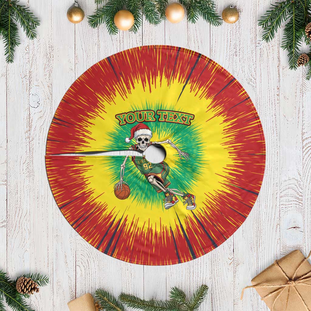 Lithuania Christmas Tie Dye Tree Skirt Skeleton Basketball Slam Dunk - Wonder Print Shop