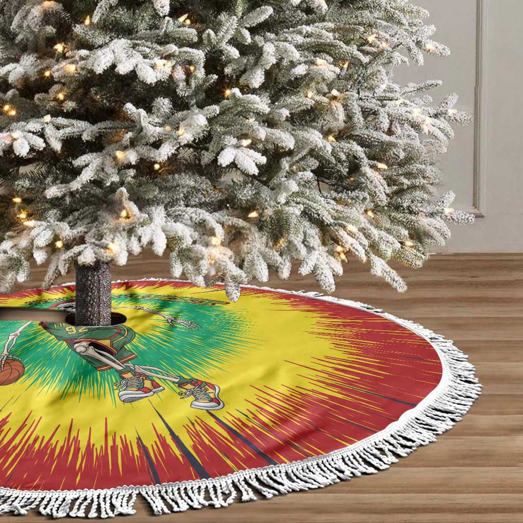 Lithuania Christmas Tie Dye Tree Skirt Skeleton Basketball Slam Dunk - Wonder Print Shop
