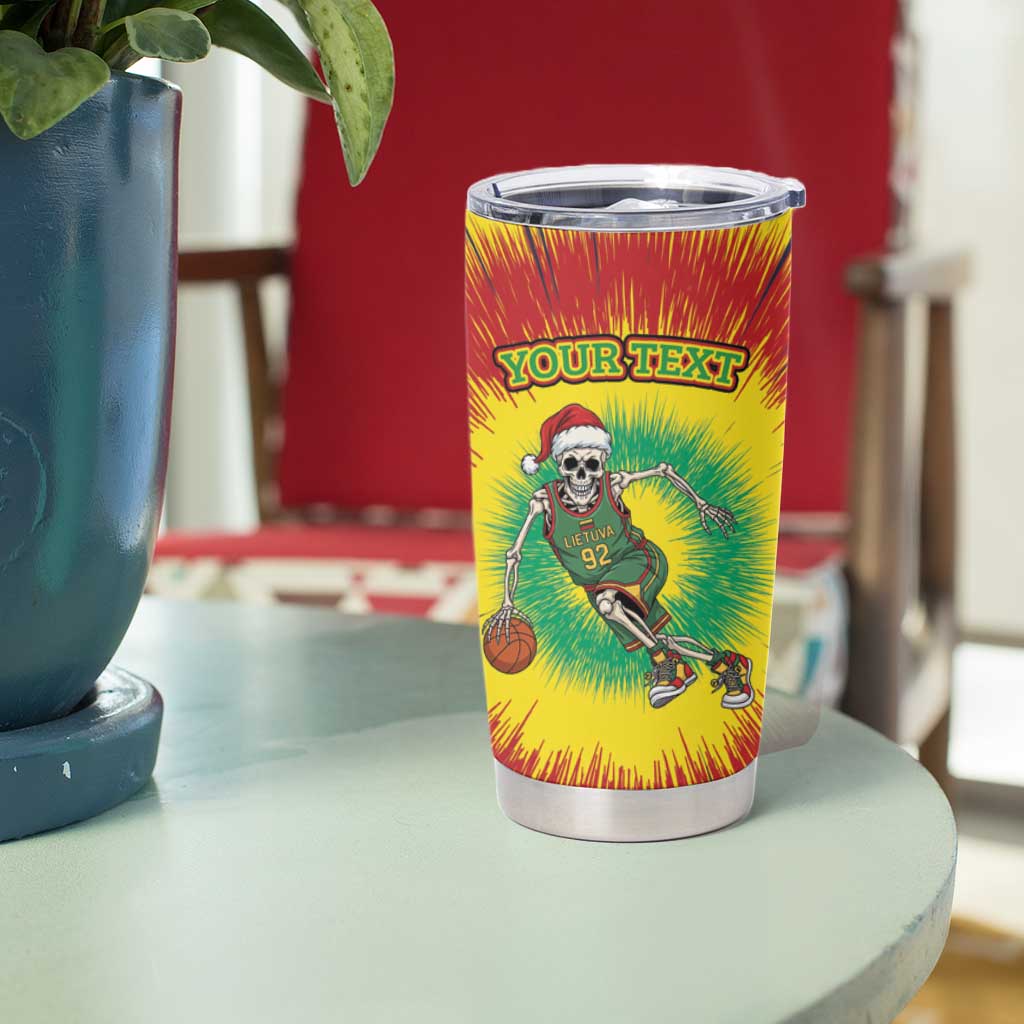 Lithuania Christmas Tie Dye Tumbler Cup Skeleton Basketball Slam Dunk - Wonder Print Shop