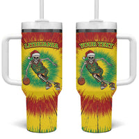 Lithuania Christmas Tie Dye Tumbler With Handle Skeleton Basketball Slam Dunk - Wonder Print Shop