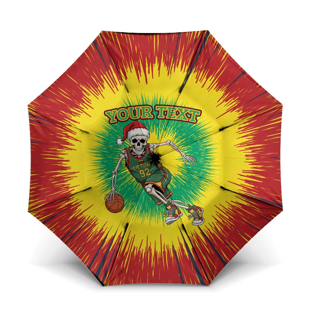 Lithuania Christmas Tie Dye Umbrella Skeleton Basketball Slam Dunk - Wonder Print Shop