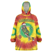 Personalized Lithuania Christmas Tie Dye Wearable Blanket Hoodie Skeleton Basketball Slam Dunk LT19