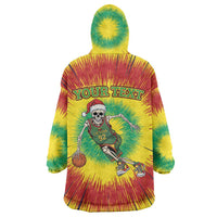 Personalized Lithuania Christmas Tie Dye Wearable Blanket Hoodie Skeleton Basketball Slam Dunk LT19
