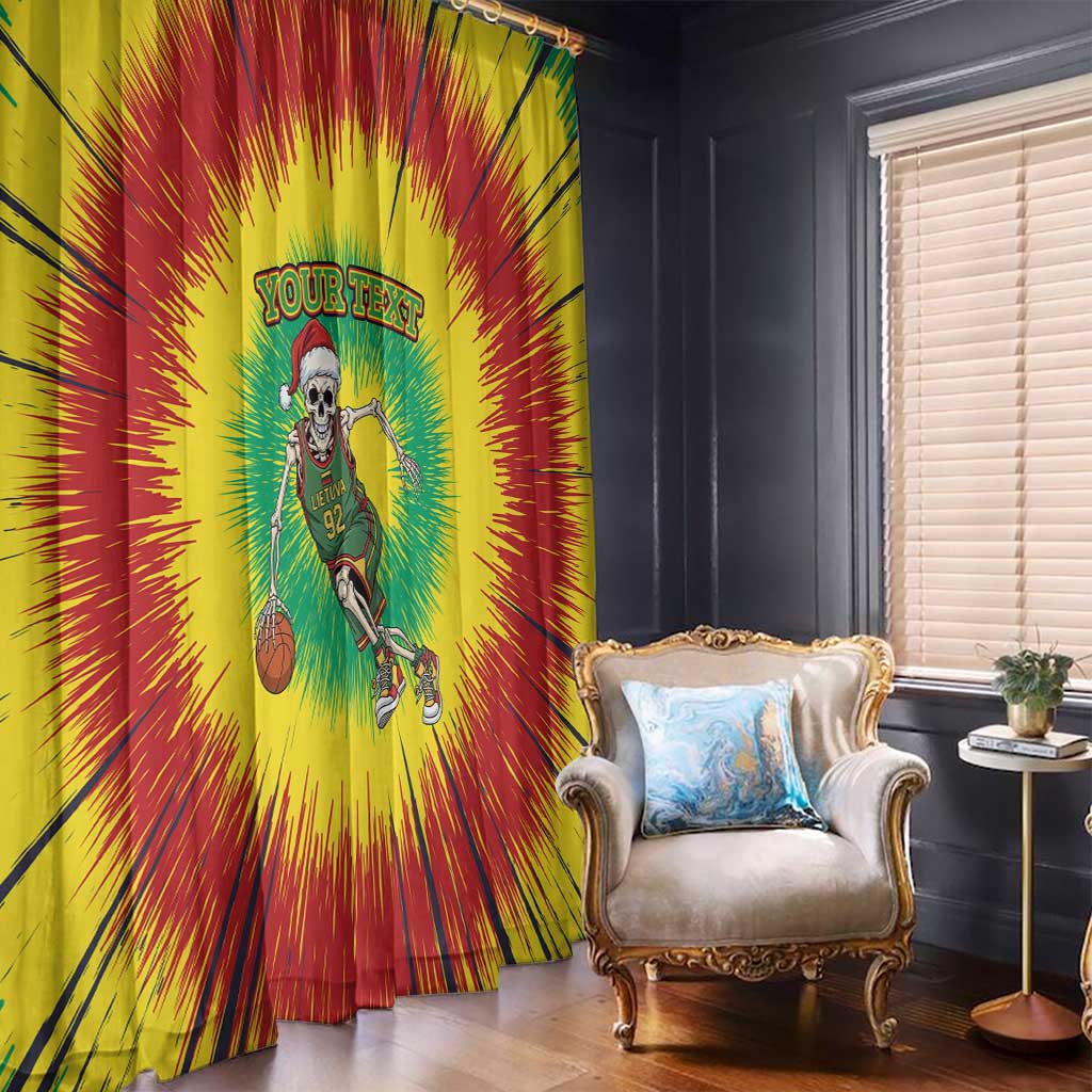 Lithuania Christmas Tie Dye Window Curtain Skeleton Basketball Slam Dunk - Wonder Print Shop