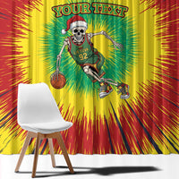 Lithuania Christmas Tie Dye Window Curtain Skeleton Basketball Slam Dunk - Wonder Print Shop
