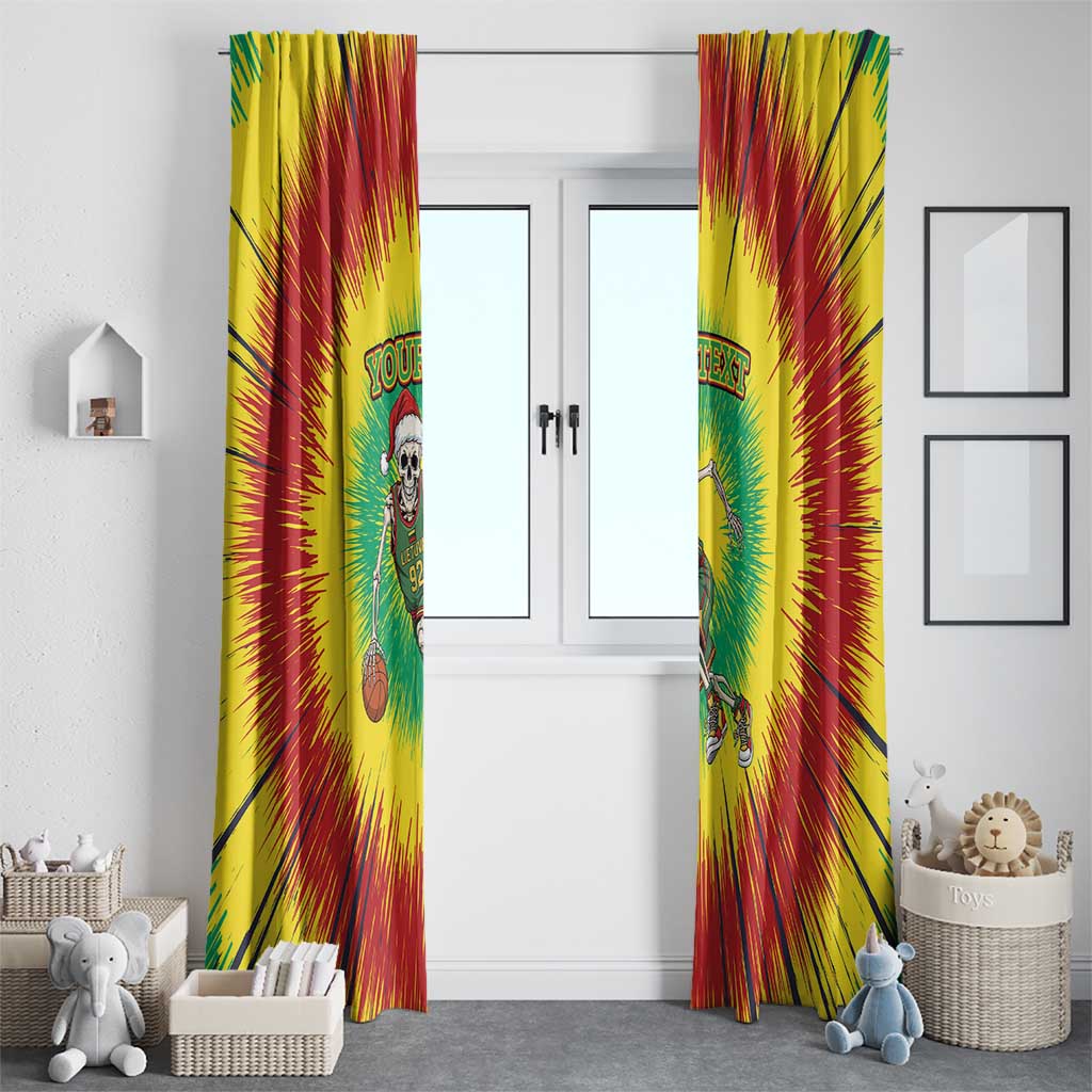 Lithuania Christmas Tie Dye Window Curtain Skeleton Basketball Slam Dunk - Wonder Print Shop