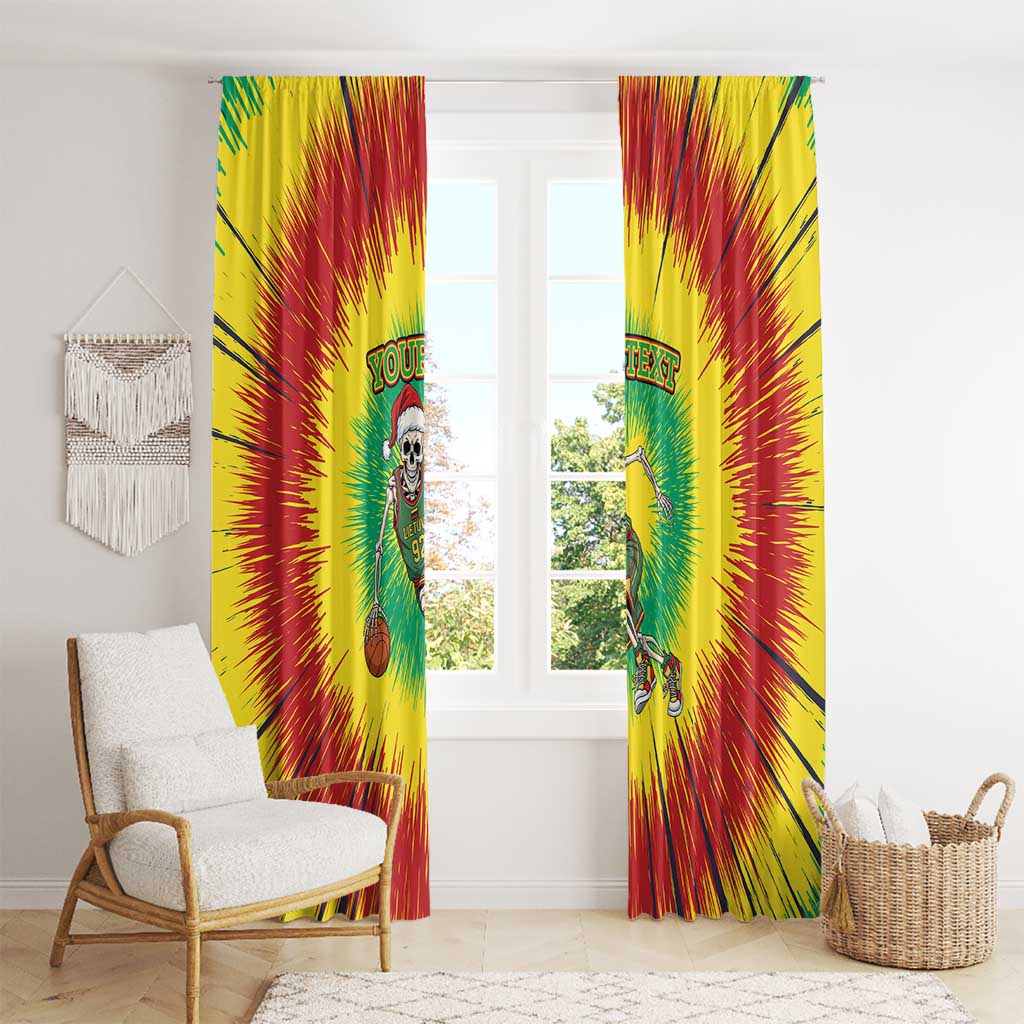 Lithuania Christmas Tie Dye Window Curtain Skeleton Basketball Slam Dunk - Wonder Print Shop
