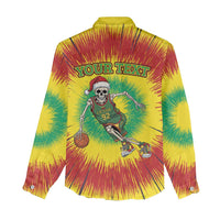 Personalized Lithuania Christmas Tie Dye Women Casual Shirt Skeleton Basketball Slam Dunk LT19