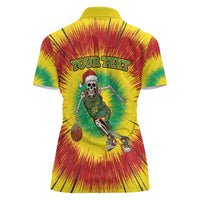 Personalized Lithuania Christmas Tie Dye Women Polo Shirt Skeleton Basketball Slam Dunk LT19