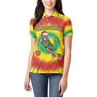 Personalized Lithuania Christmas Tie Dye Women Polo Shirt Skeleton Basketball Slam Dunk LT19