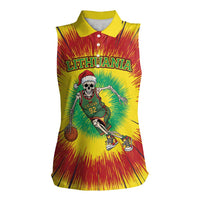 Personalized Lithuania Christmas Tie Dye Women Sleeveless Polo Shirt Skeleton Basketball Slam Dunk LT19