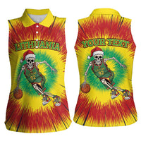 Personalized Lithuania Christmas Tie Dye Women Sleeveless Polo Shirt Skeleton Basketball Slam Dunk LT19