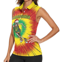 Personalized Lithuania Christmas Tie Dye Women Sleeveless Polo Shirt Skeleton Basketball Slam Dunk LT19