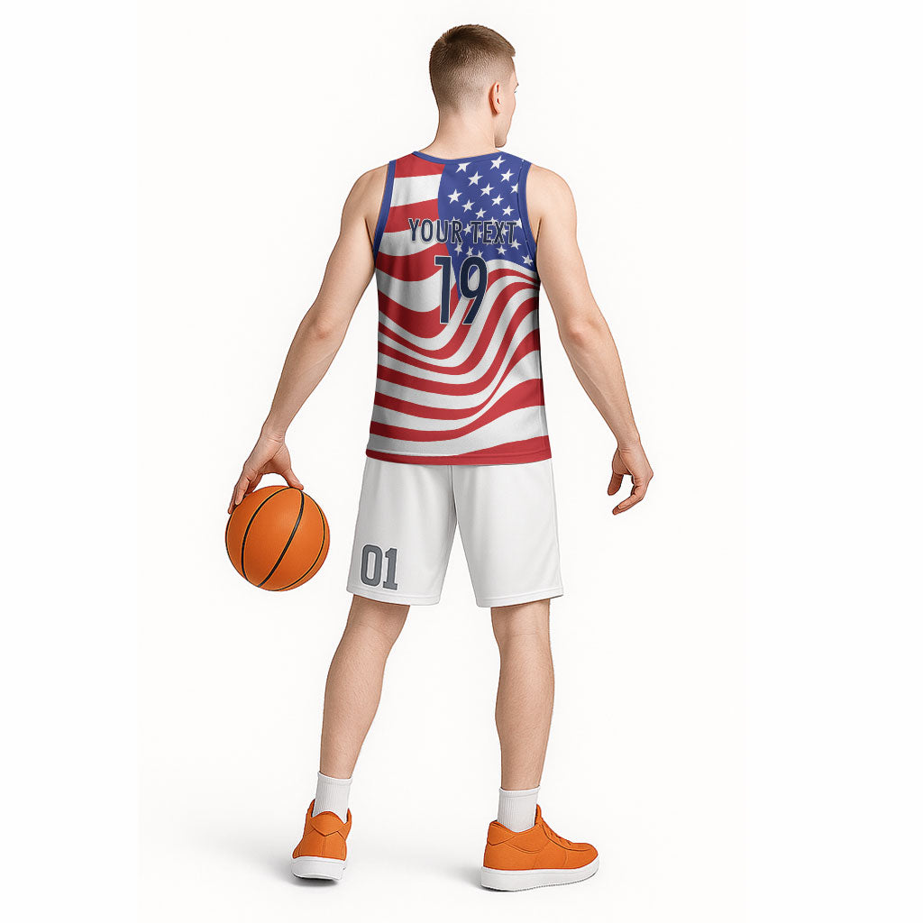 Custom United States Soccer Basketball Jersey USA Stars and Stripes Style
