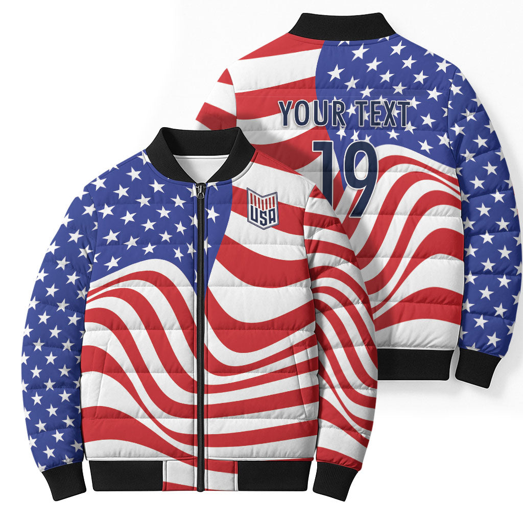 Custom United States Soccer Bomber Puffer Jacket USA Stars and Stripes Style