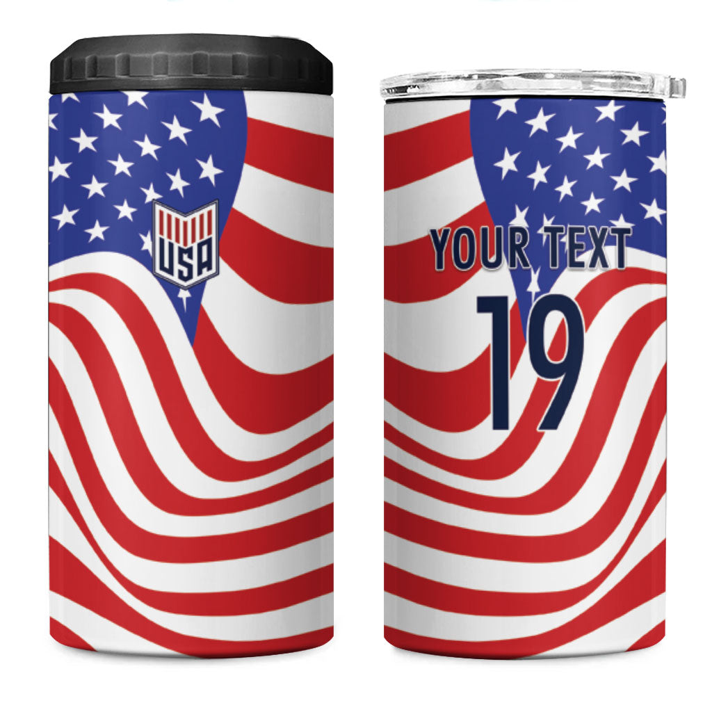 Custom United States Soccer 4 in 1 Can Cooler Tumbler USA Stars and Stripes Style
