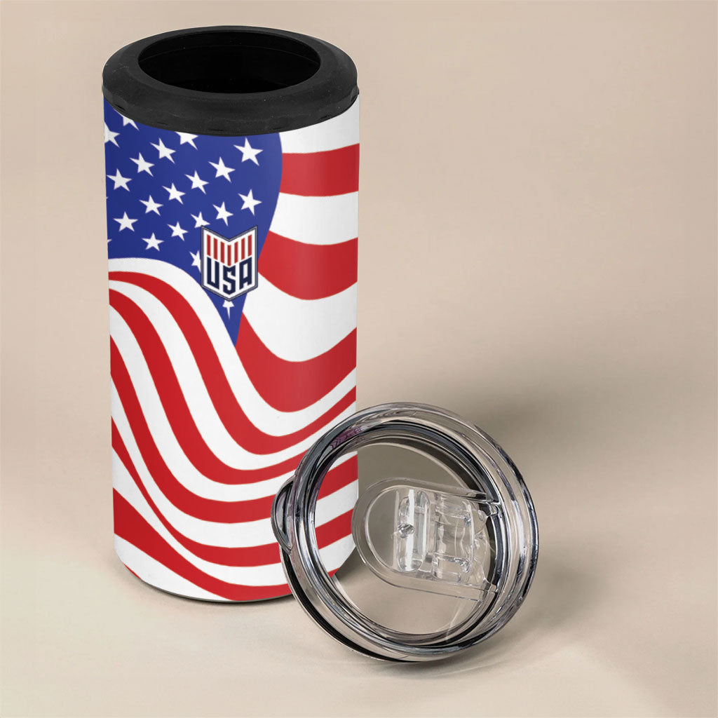 Custom United States Soccer 4 in 1 Can Cooler Tumbler USA Stars and Stripes Style