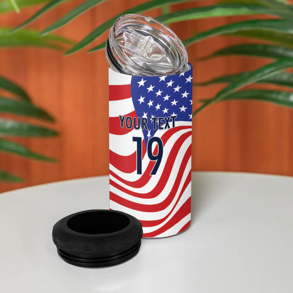 Custom United States Soccer 4 in 1 Can Cooler Tumbler USA Stars and Stripes Style
