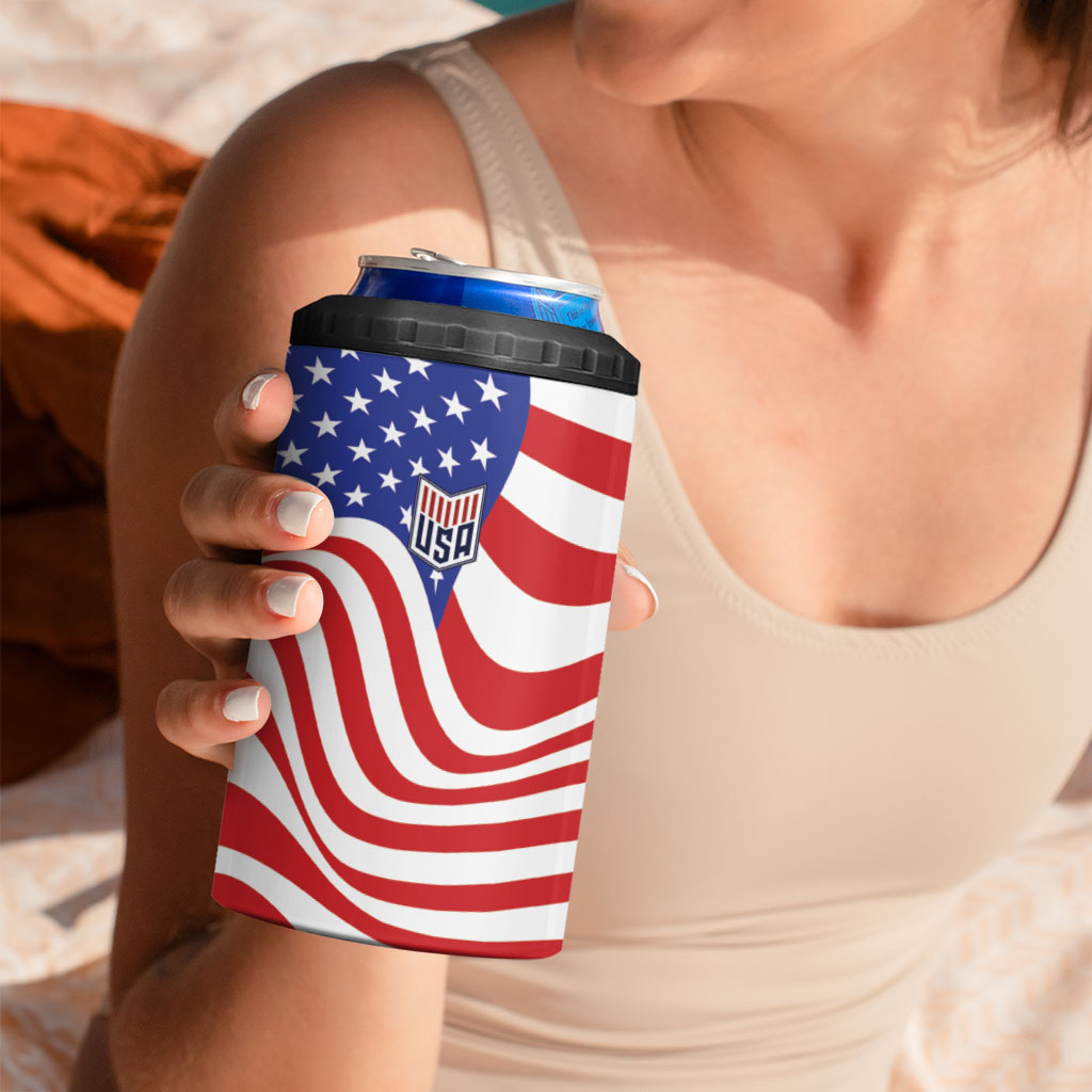 Custom United States Soccer 4 in 1 Can Cooler Tumbler USA Stars and Stripes Style