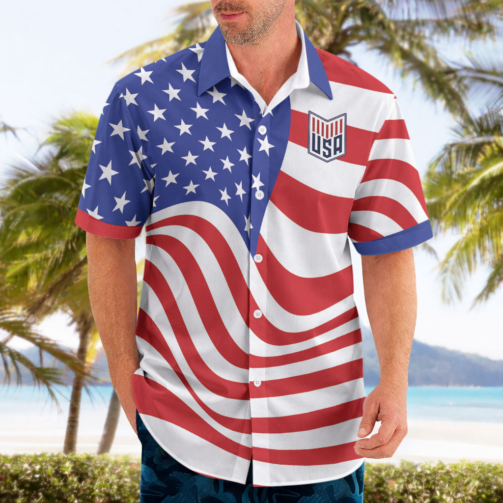 Custom United States Soccer Hawaiian Shirt USA Stars and Stripes Style