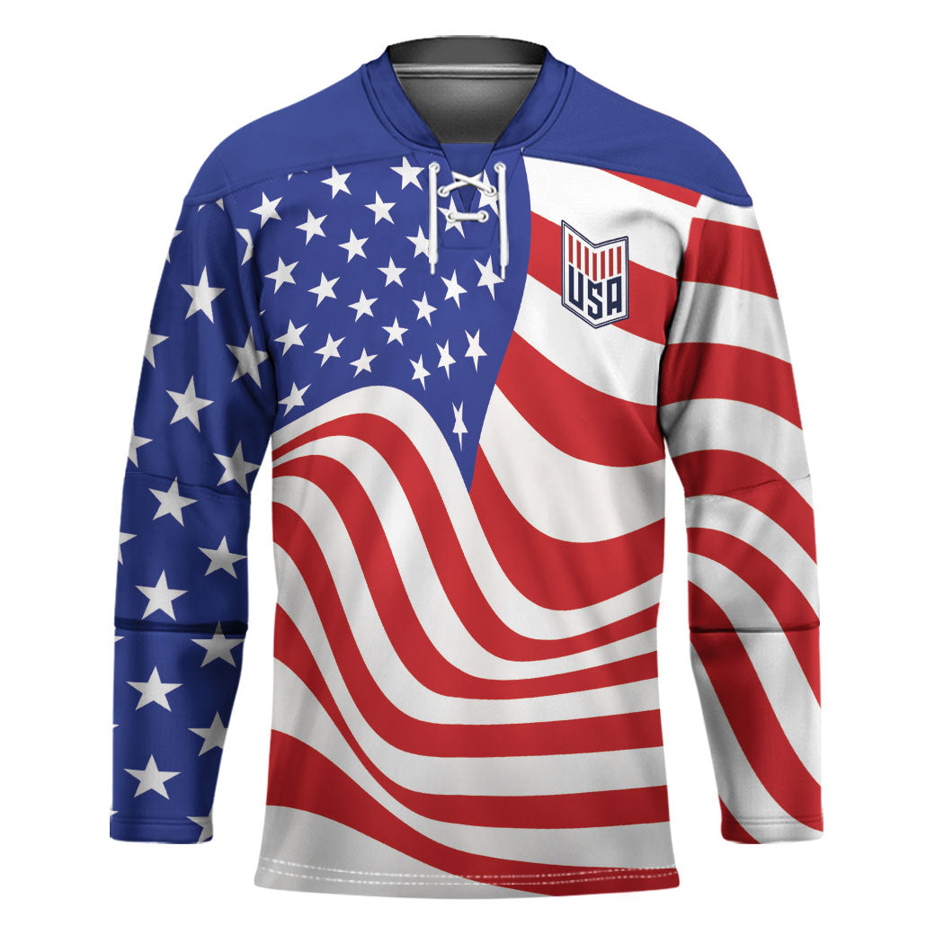Custom United States Soccer Hockey Jersey USA Stars and Stripes Style