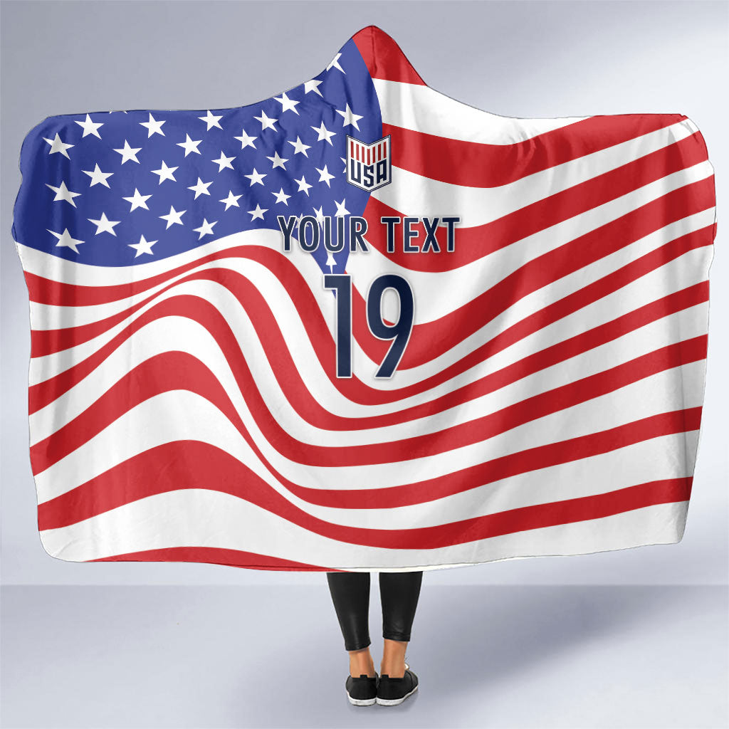 Custom United States Soccer Hooded Blanket USA Stars and Stripes Style