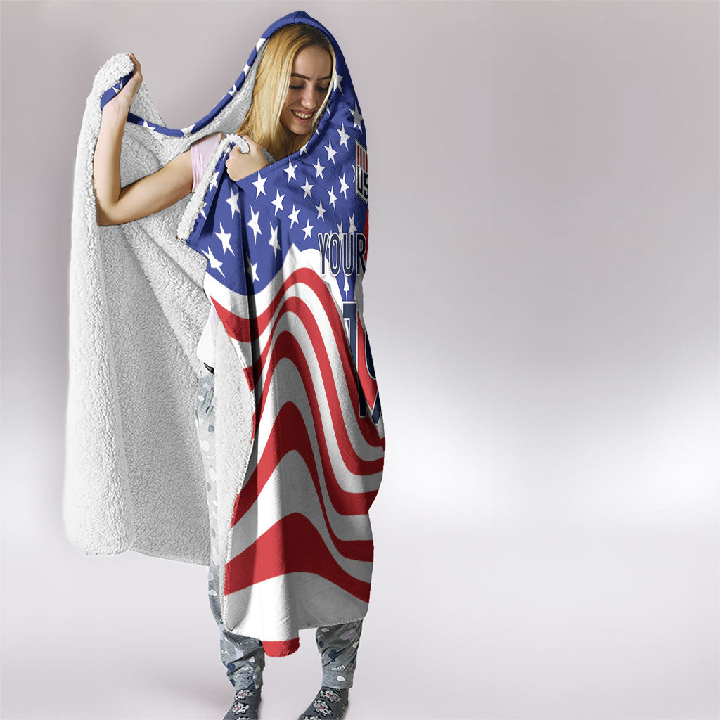 Custom United States Soccer Hooded Blanket USA Stars and Stripes Style