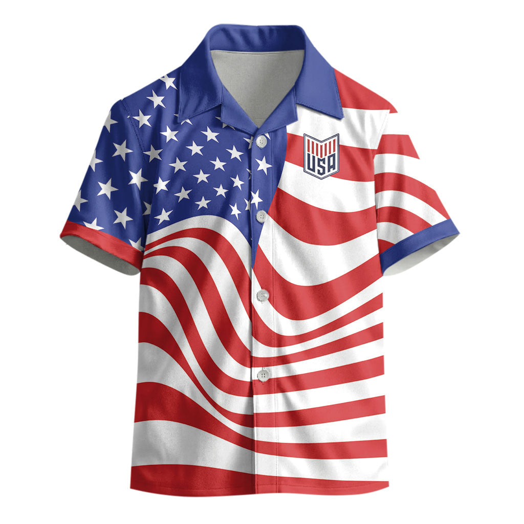 Custom United States Soccer Kid Hawaiian Shirt USA Stars and Stripes Style