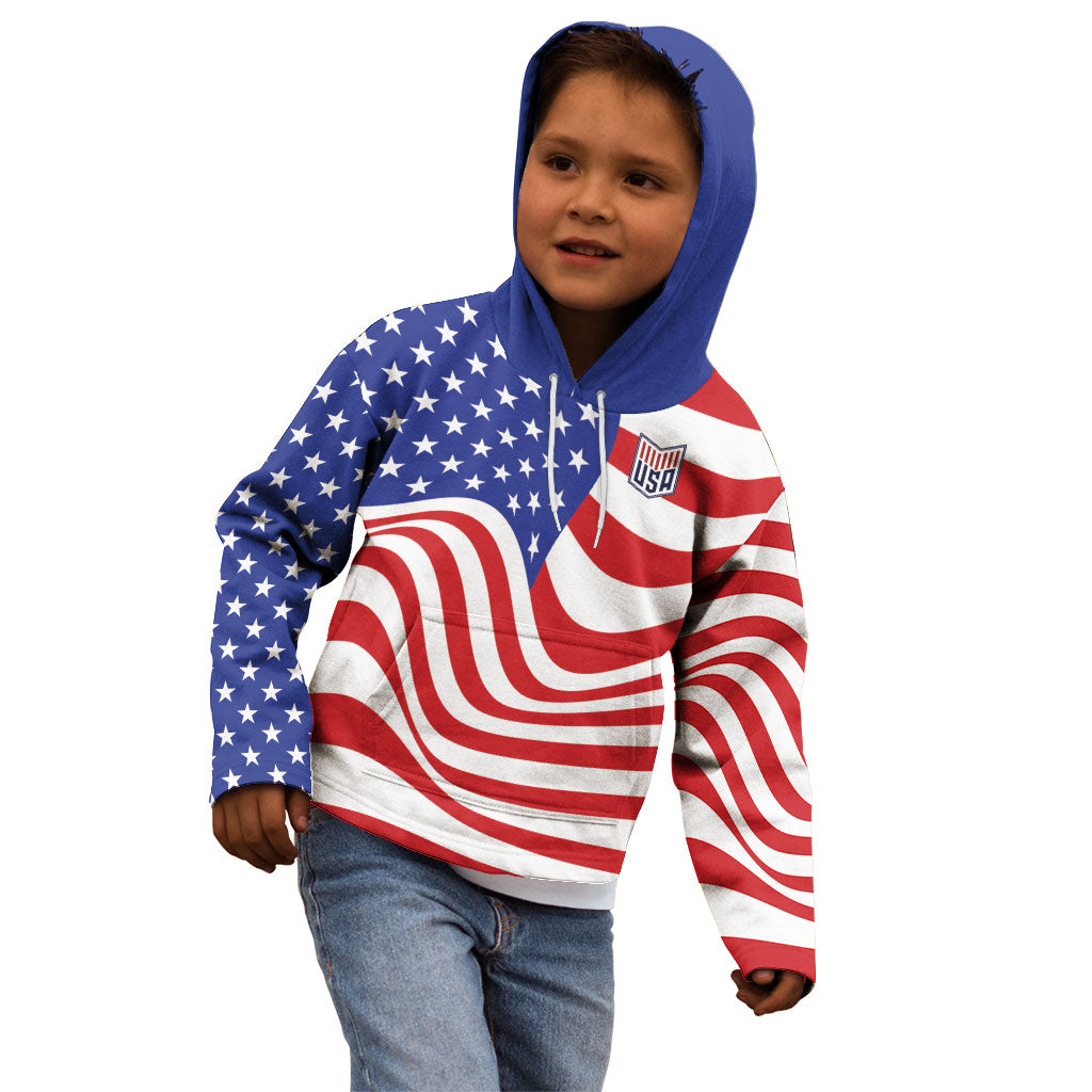 Custom United States Soccer Kid Hoodie USA Stars and Stripes Style