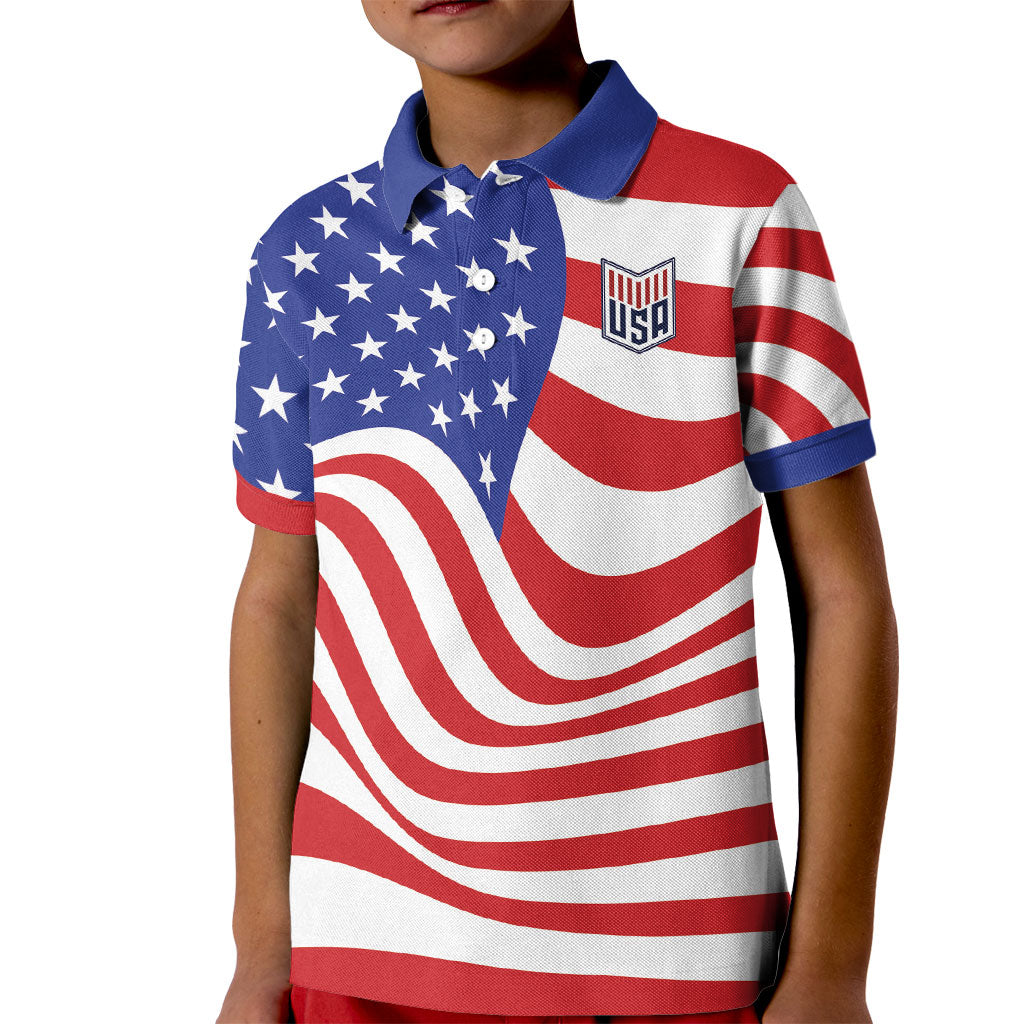 Custom United States Soccer Kid Polo Shirt USA Stars and Stripes Style