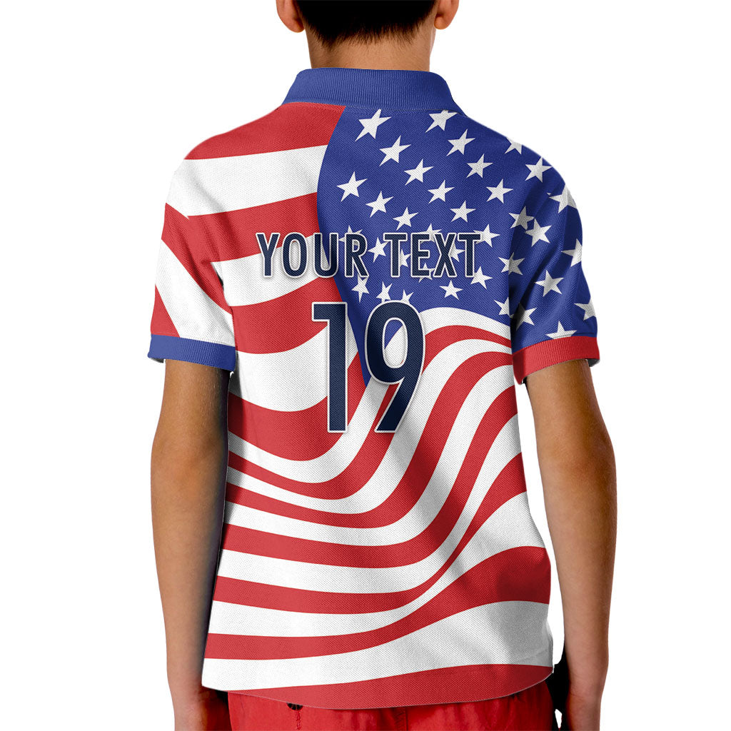 Custom United States Soccer Kid Polo Shirt USA Stars and Stripes Style